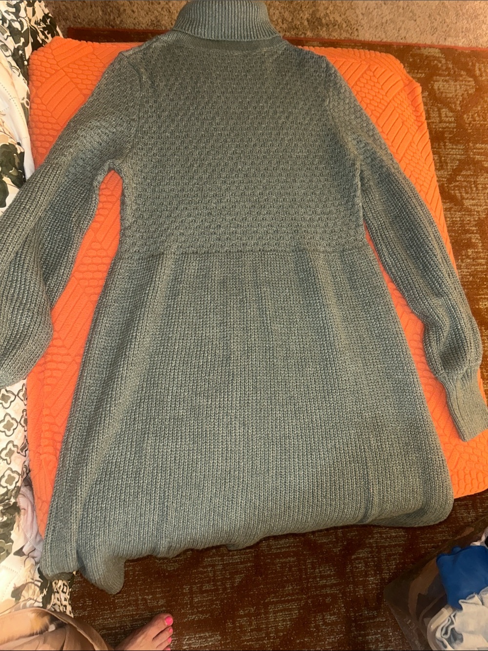 SHEIN Olive Green Cowl Neck Knit Sweater Dress